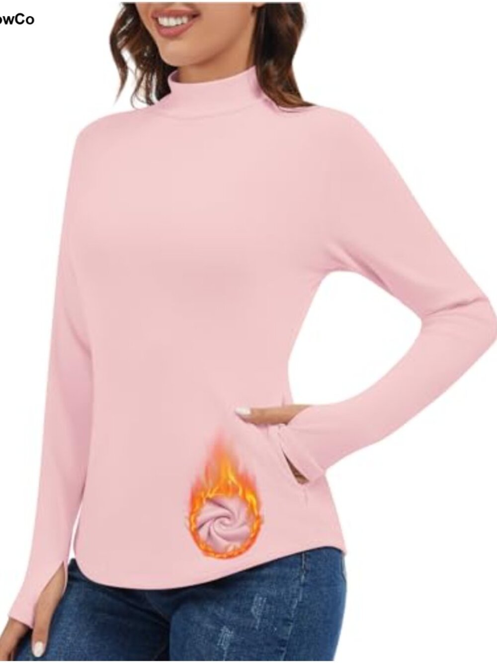 Women's Thermal Shirt Mock Neck Long Sleeve Fleece Base Layer